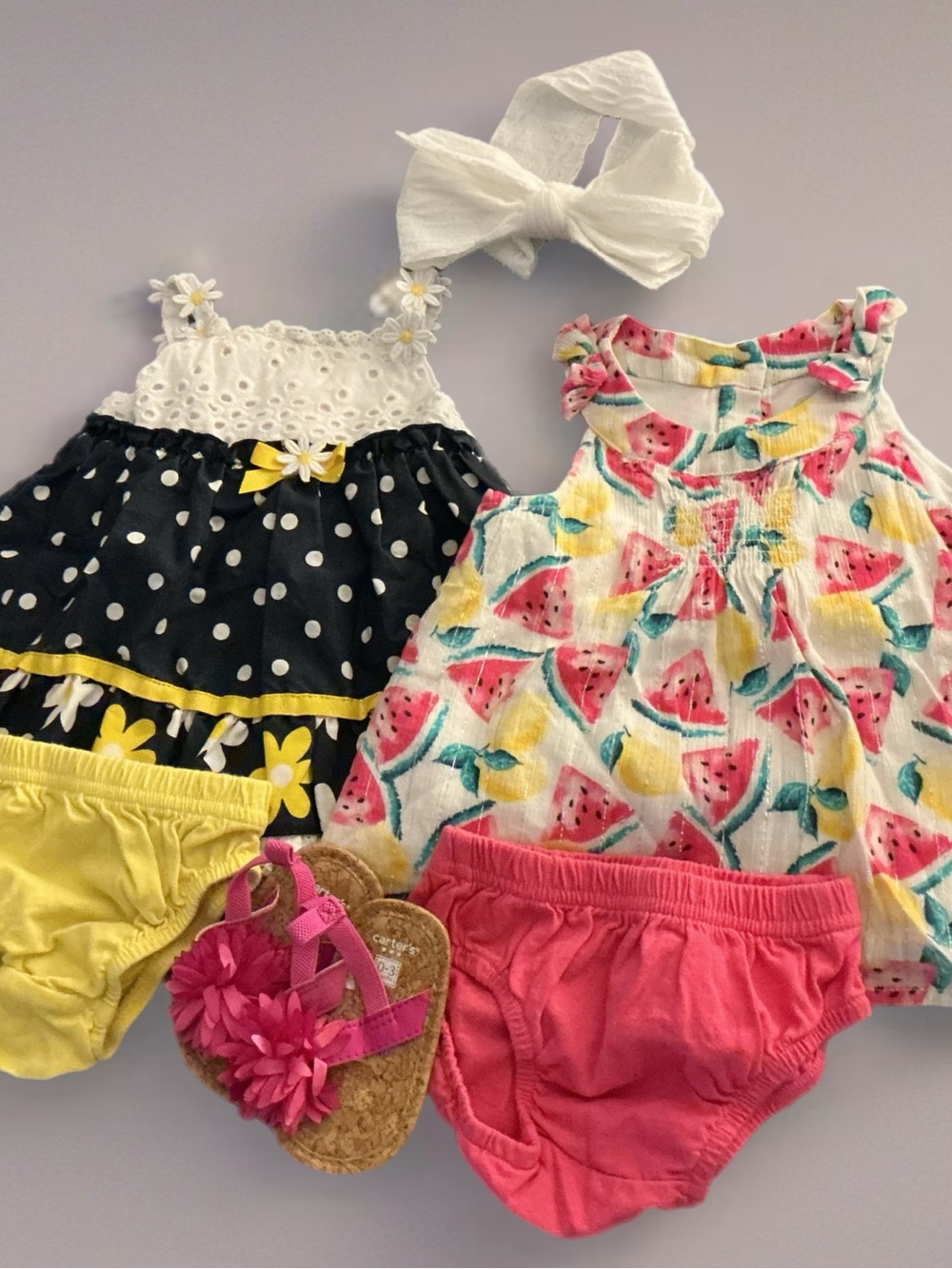 Infant Girls Watermelon & Polka Dots Summer Dress Set 1117